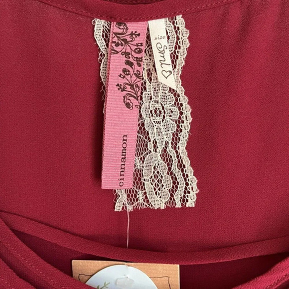 Cinnamon Girl Chiffon Slip Dress S Red Sleeveless Tiered‎ Asymmetrical Hem Midi - Picture 4 of 10